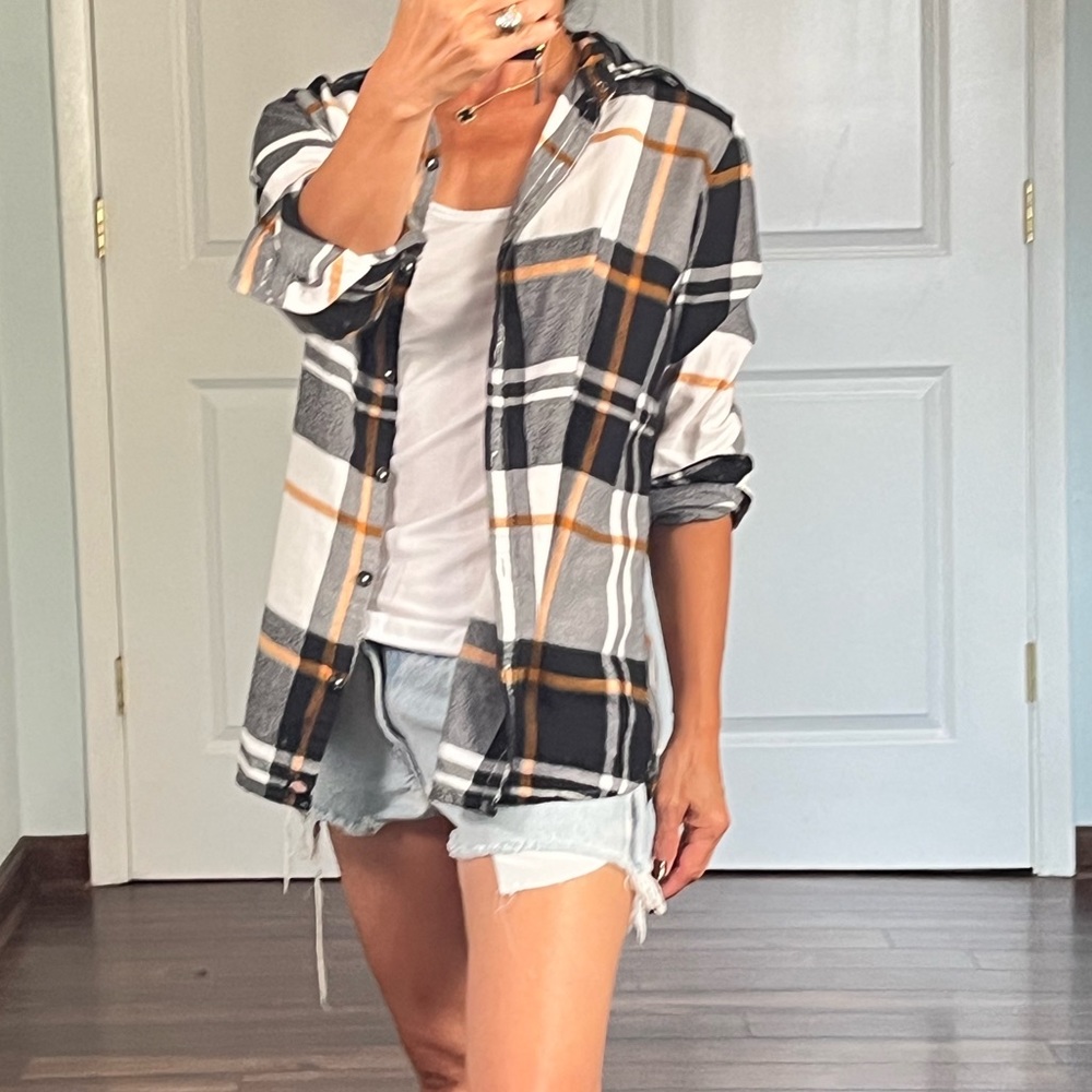 Dickies vintage woman’s flannel plaid Button Down Shirt size S - Picture 3 of 12